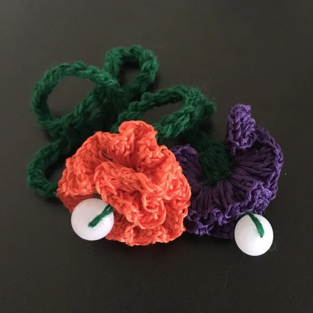 3 Handmade Flowers, crochet centerpiece decor